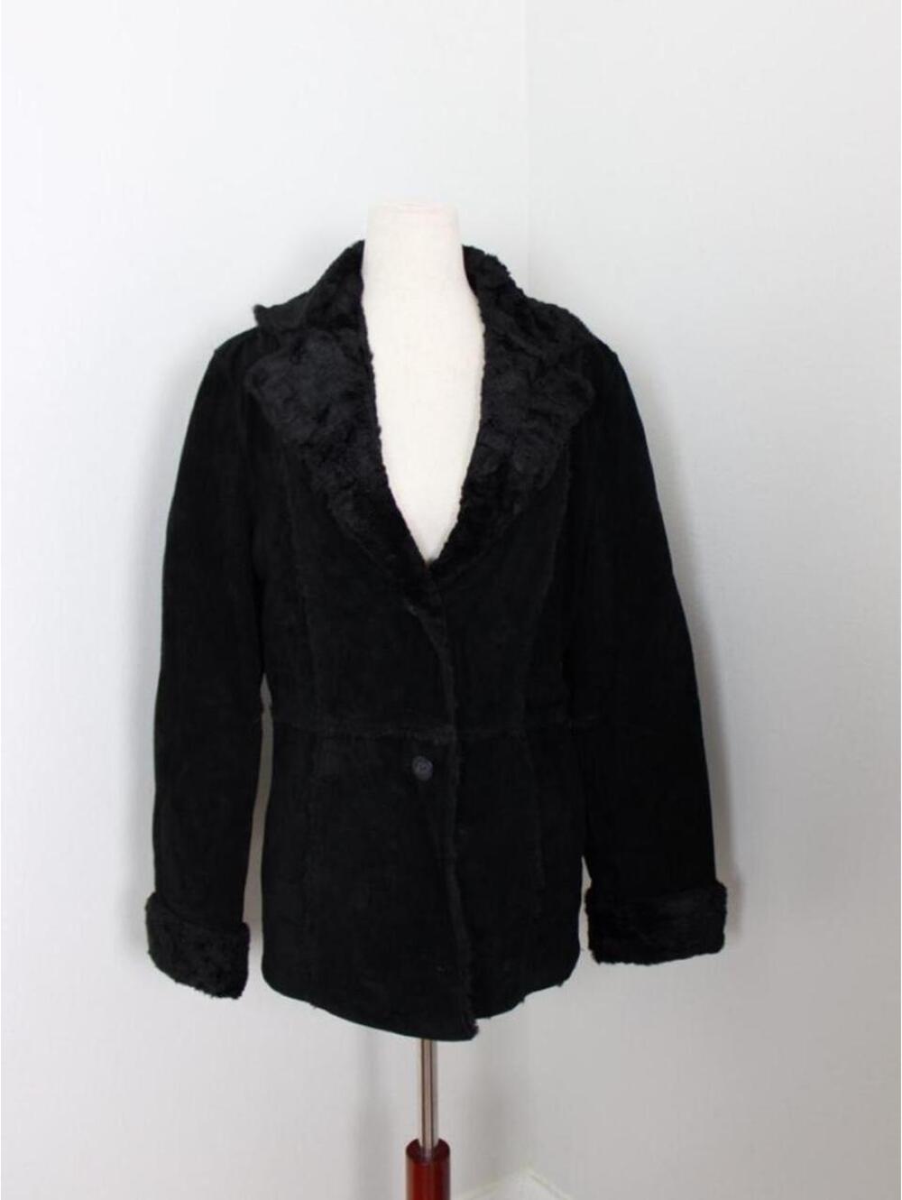 Vintage Giacca by Gallery Black faux fur lined suede jacket. Size: M